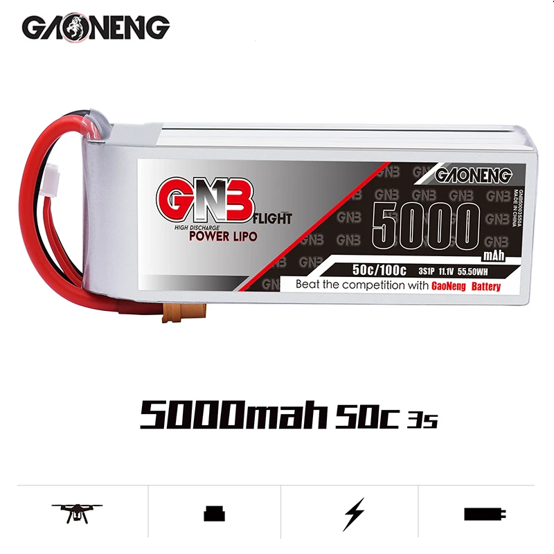 Новый литий полимерный аккумулятор Gaoneng GNB 3S 5000 мАч 11 1 В 50C/100C XT60/ XT90 для UAV