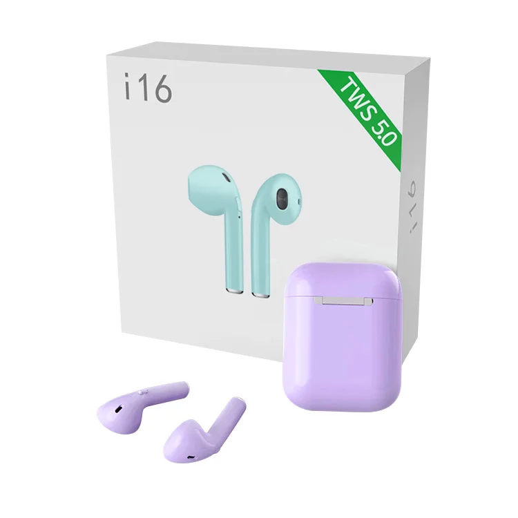 Фиолетовый I16 TWS Handsfree True беспроводной наушники Bluetooth наушники спортивные с Шумоподавлением беспроводные наушники Bluetooth гарнитура с микрофоном - Цвет: Фиолетовый