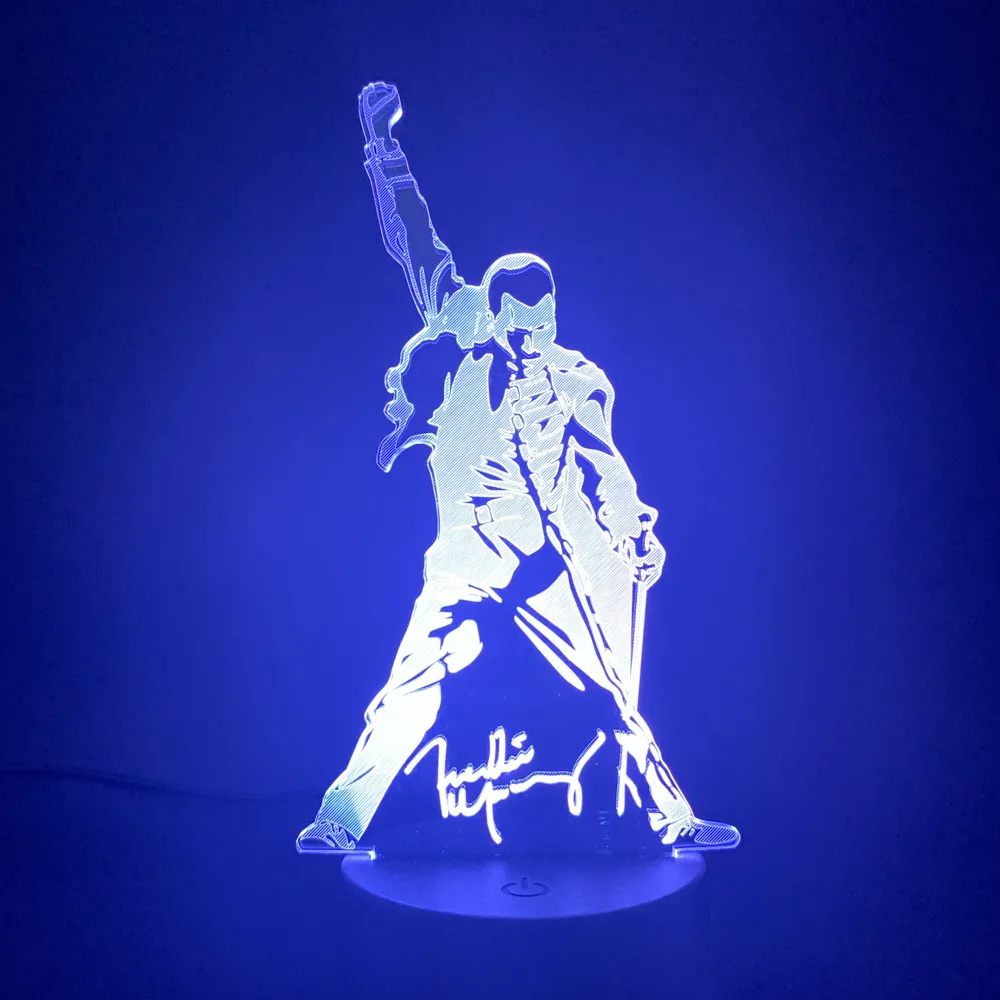 3d лампа queen Freddie Mercury, светодиодный Ночной светильник с сенсорным датчиком, детский ночной Светильник для офиса, декоративная лампа, 3d подарок