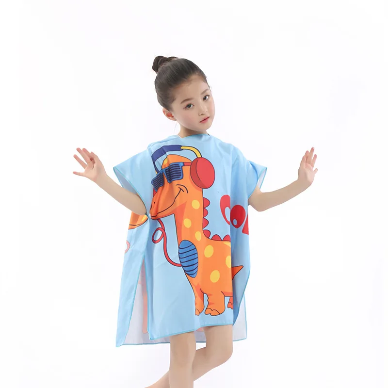 

Kids Hooded Beach Bath Towel for Age 2-7 Years Swim Pool Coverup Poncho Cape Multi-use for Bath Showe microfiber Pool Swim