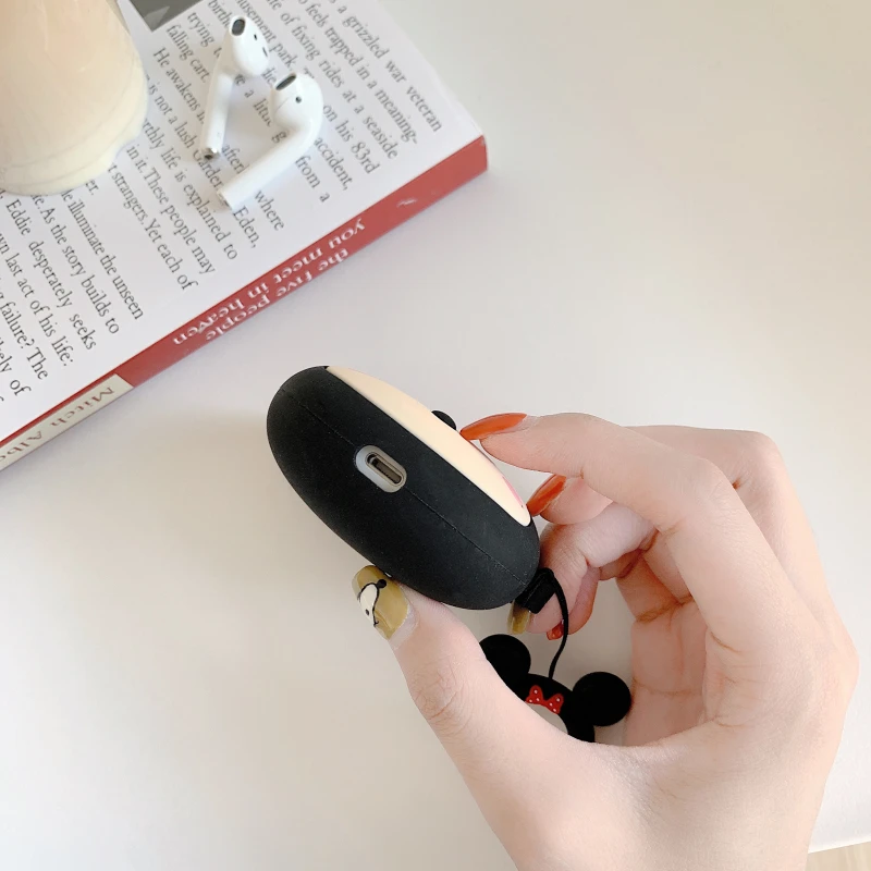 Милый мультяшный чехол с Минни Микки для Airpods 2, чехол, силиконовые наушники, чехлы для Apple Airpods 1/2, чехол для наушников, кольцо на руку