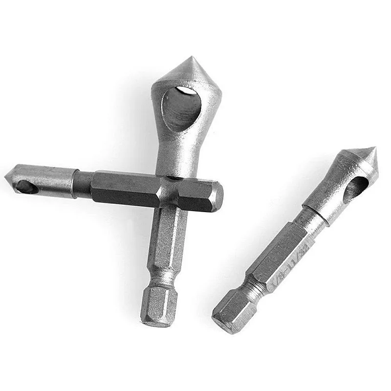 

3pcs/Lot 90 Degrees Countersink Bit Set Deburring Drill Bits Tapper Hole Cutter Hand Tools Wood Wooden Metal Plastic Chamfer Set