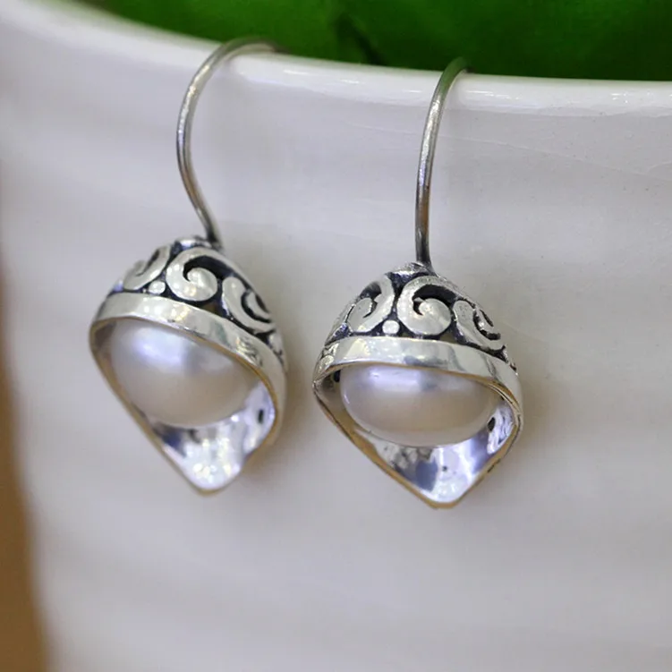 Серебряные сережки и ошейники из тайского серебра S925 пробы с тайскими