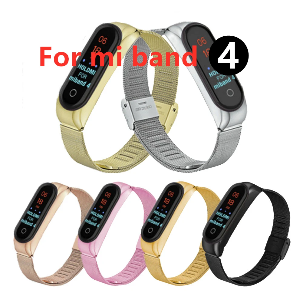 Новинка 2019 стальной Миланский ремешок с пряжкой для Xiaomi Mi Band 4 умный AI фитнес