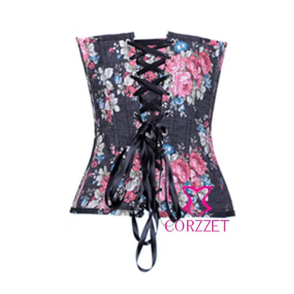 Женская клувечерние одежда на шнуровке винтажный черный джинсовый топ-бюстье