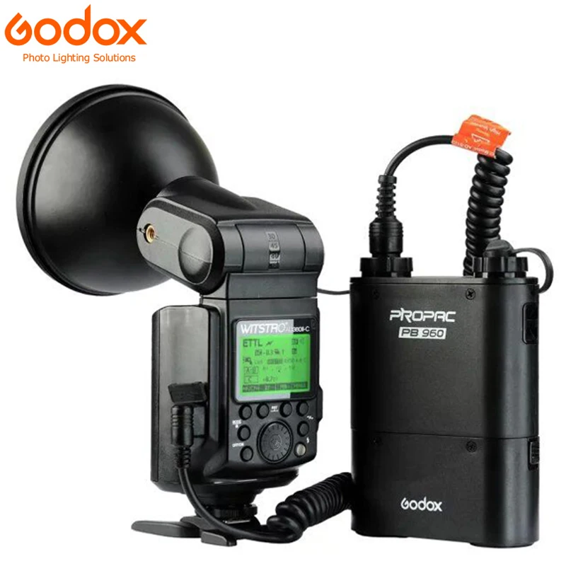 

New Godox WITSTRO AD360II TTL 360W/S Wireless Power Control Outdoor Flash Light + PB960 Power Battery Pack Kit Black for Canon