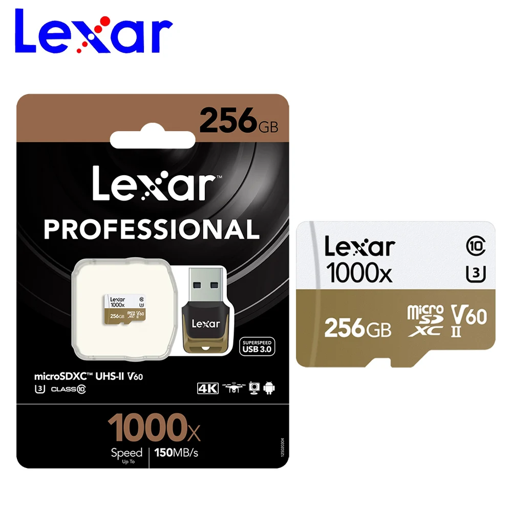 Lexar 1000x TF карта 32 ГБ Micro SD 256 64 памяти 128 Гб класс 10 SDXC Max 150 МБ/с. UHS II для спортивной