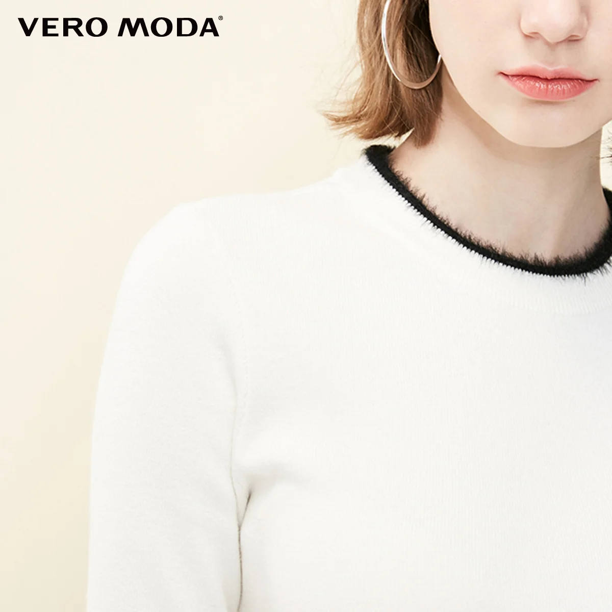 Vero Moda женский круглый вырез минималистичный 3/4 рукава приталенный базовый трикотаж | 319124534