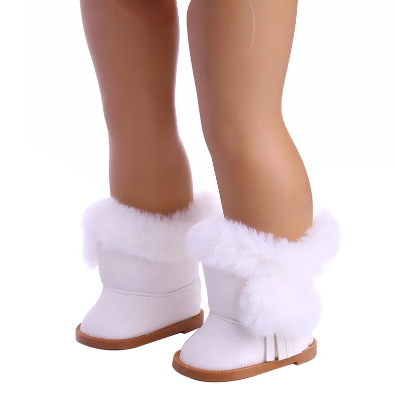 LUCKDOLL белые теплые зимние сапоги подходят для 18 дюймовых американских кукол куклы