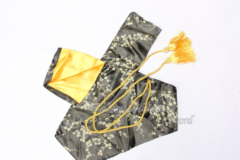 Японский самурайский меч шелковая сумка черного цвета вышитый цветок для катаны