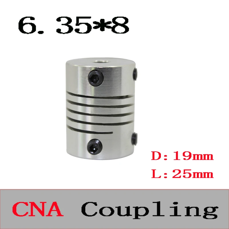 

3pcs BR 6.35mm x 8mm D19 L25 CNC Stepper Motor Shaft Coupler Flexible Coupling 6.35x8mm Motor Connector 6.35*8mm