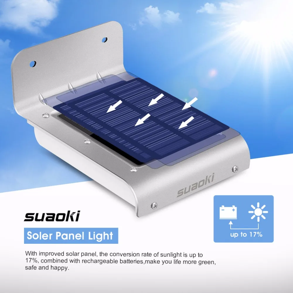 Suaoki 800 мАч Панели солнечные свет движения Сенсор Перезаряжаемые Батарея Batteria