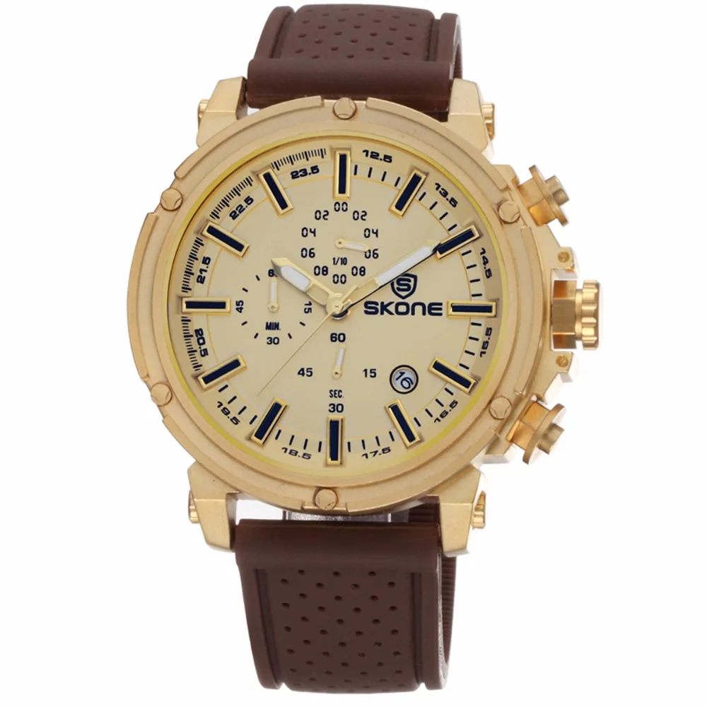 SKONE мужские часы хронограф Военное Дело стимпанк мода кварцевые