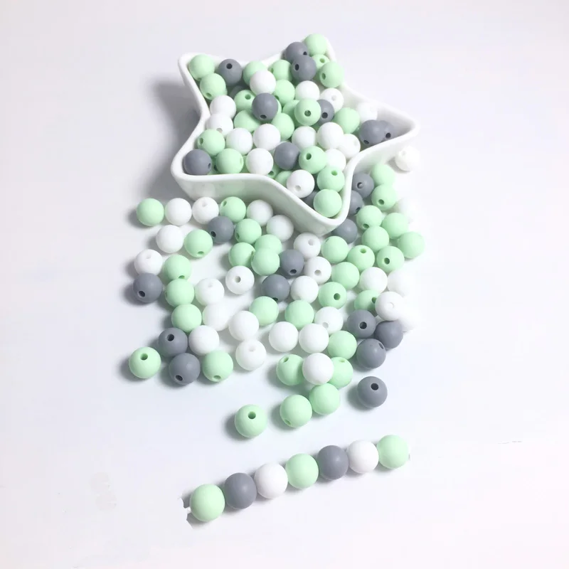 colors 4 50 шт./лот силиконовый свободный бисер ребенок прорезывание зубов Beads-40colors-безопасный пищевой класс прорезывания зубов жеванные круглые силиконовые бусы - Цвет: colors 4