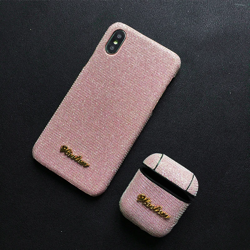 1 Set Pink Сияющий блестящий чехол для телефона для iPhone 11 Pro X 7 8 6 6S Plus XS чехол для MAX XR Блестящий Bluetooth беспроводной ушной чехол для телефона для AirPods - Цвет: 1 Set Pink