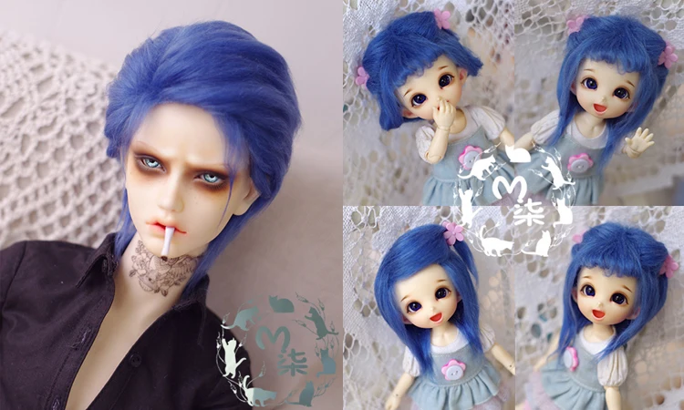 Bjd кукла парик 1/12 1/8 1/6 1/4 1/3 мех, цвет черный