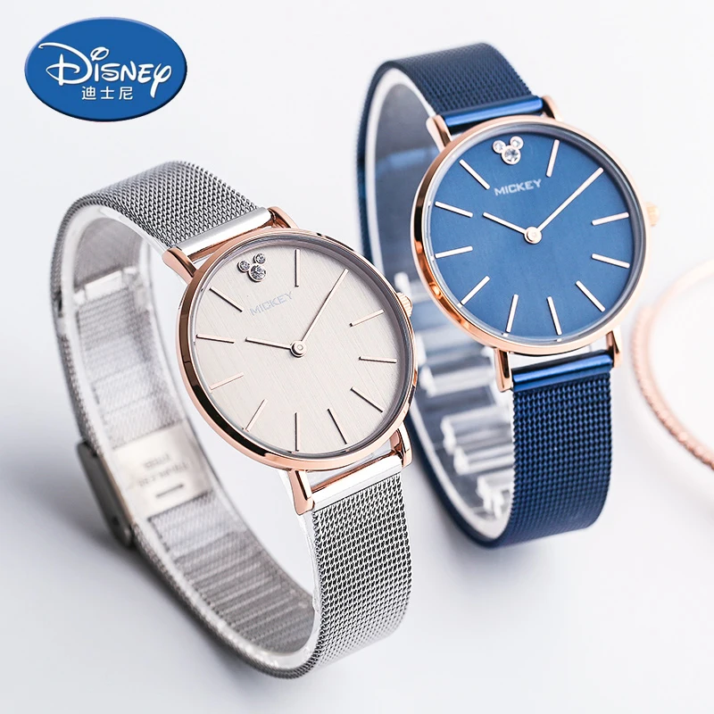 Disney женские часы модные классные милые кварцевые наручные часы Роскошные тонкие женские часы водонепроницаемые Микки Маус
