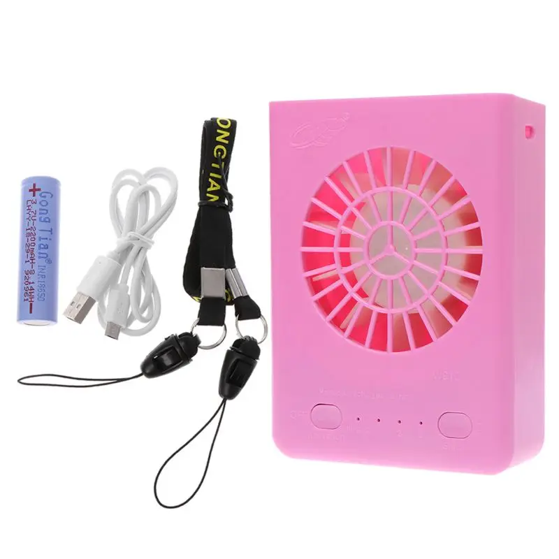 pink Мини охлаждающий USB вентилятор перезаряжаемый регулируемый 3 скорости ожерелье портативный для дома офиса улицы путешествия - Цвет: pink