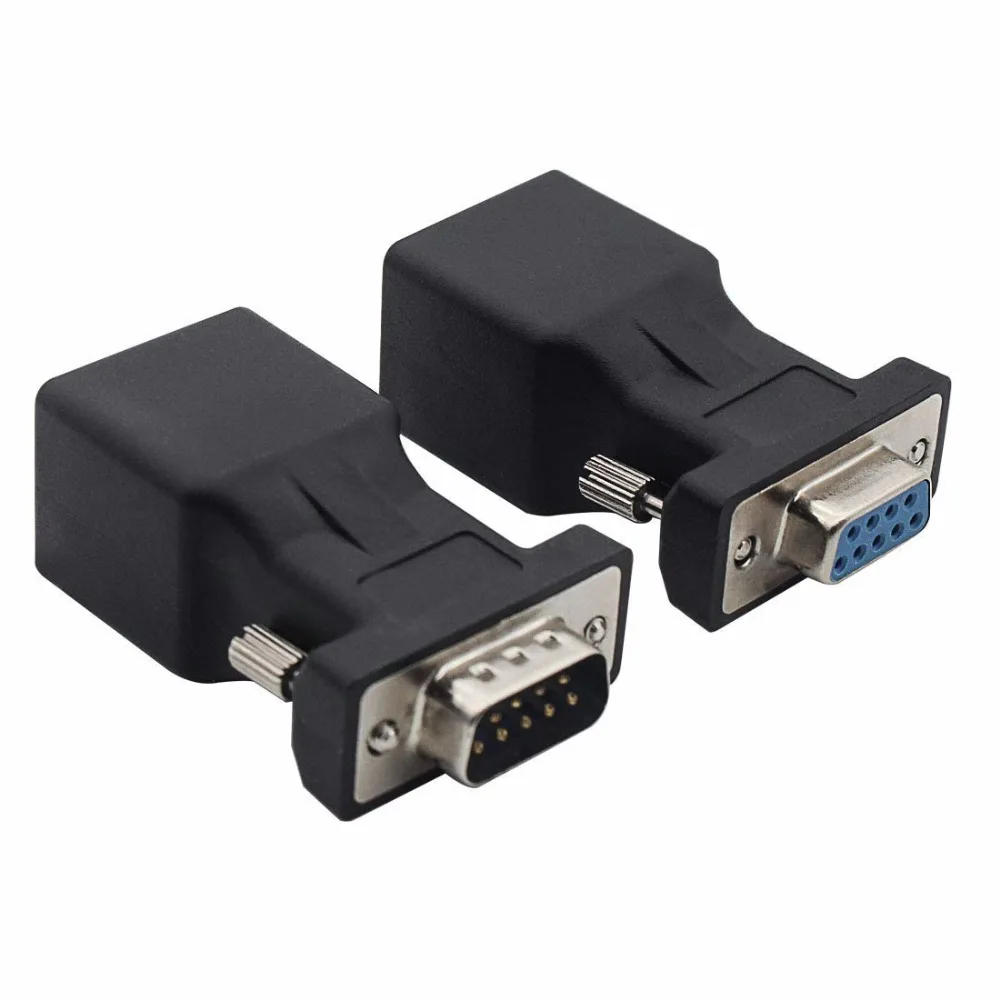Переходник удлинитель VGA Cat5/Cat6/RJ45 DB9 9 контактный сетевой Кабельный разъем папа