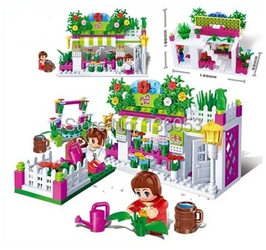 Assembling building model Girls flowers shop Puzzle Enlighten Construction Brick Toy Educational Diy for Children | Игрушки и хобби