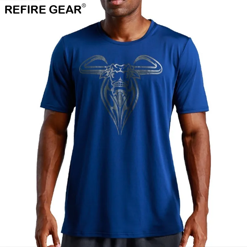 

Refire Gear Summer Running T-shirt Men O-neck Short Sleeves Gyms Clothing Outdoor Sports Breathable Slim Shirts Tee Tops