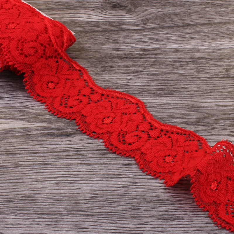 

1pack=10yards 3.5cm RED Tulle Wave Lace Trim Lace Ribbon for Ornaments Elastic Lace Stretch for Baby Girls Hair Accessories
