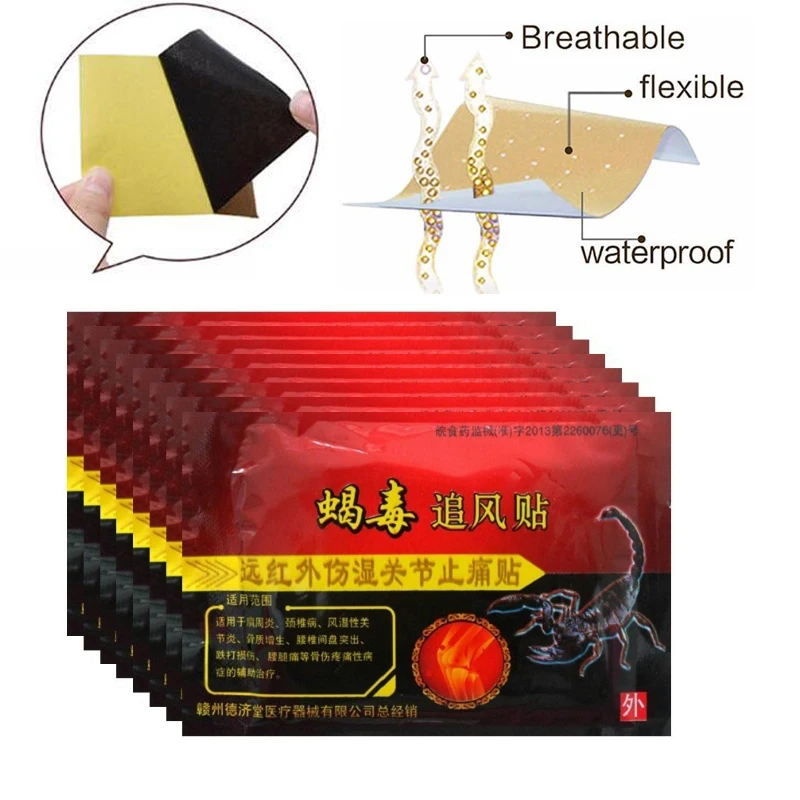 

160PCS Knee Joint Pain Relieving Patch Chinese Scorpion Venom Extract Plaster for Body Rheumatoid Arthritis Pain Relief
