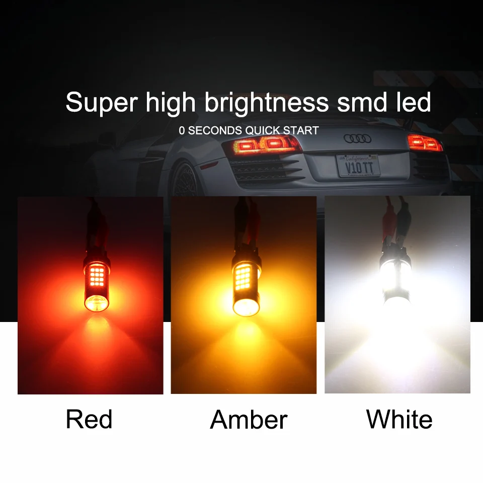 

NLpearl 2pcs 42SMD T20 7440 W21W WY21W LED 7443 SRCK W21/5W LED Bulbs 12V Car Lights Turn Signal Brake Reverse Tail Lamp Auto