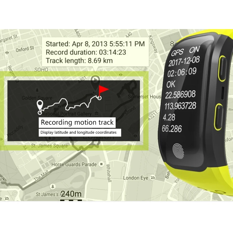 Дропшиппинг IP68 Bluetooth GPS Светодиодный дисплей спортивный датчик фитнес браслет