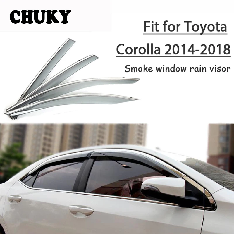 

Chuky 4pcs Car Styling Window Visors Awnings Shelters Rain Shield For Toyota Corolla E170 2014 2015 2016 2017 2018 Accessories