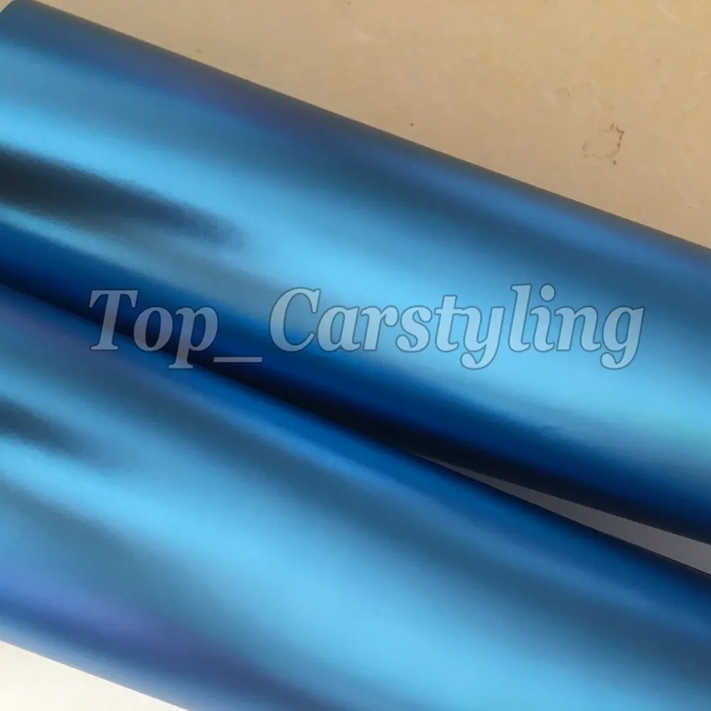 Роскошная титановая Синяя атласная хромированная виниловая пленка для