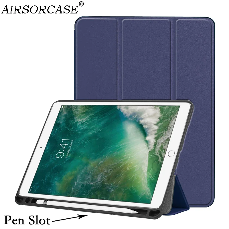 С отделением для ручек однотонные замшевые кожаные чехлы Apple iPad Pro 10 5 2017 чехол