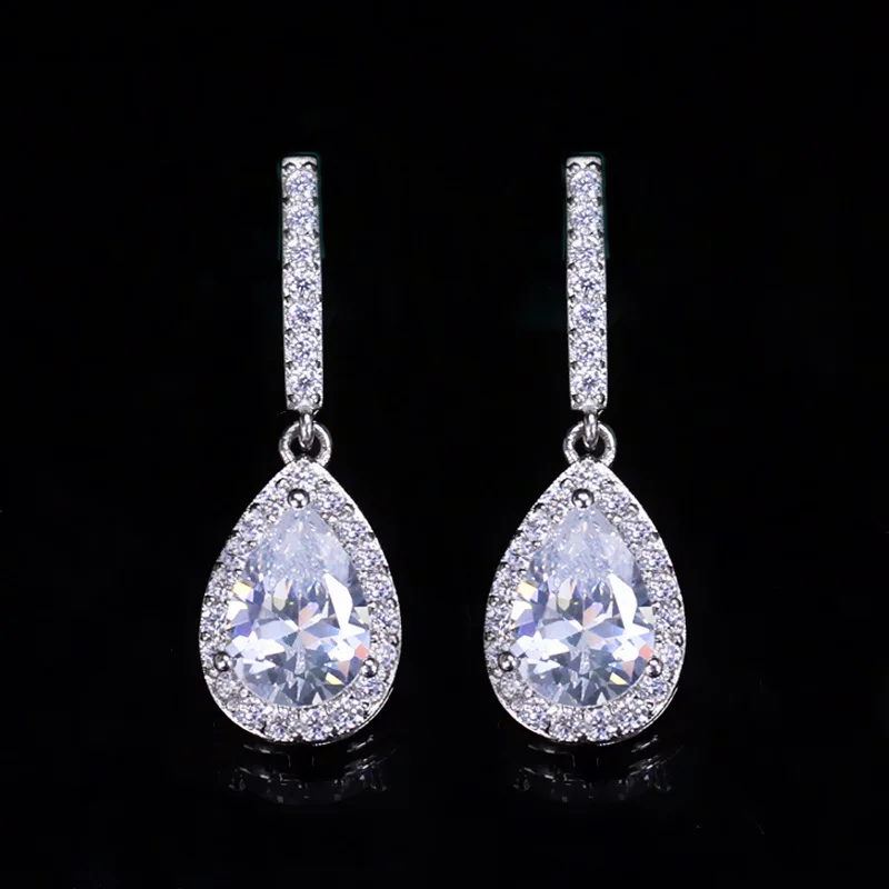 white CWWZircons, модные классические свисающие капли, серебряный цвет, высокое качество, потрясающие, CZ, желтый, розовый кристалл, свисающие серьги для женщин, CZ020 - Окраска металла: white