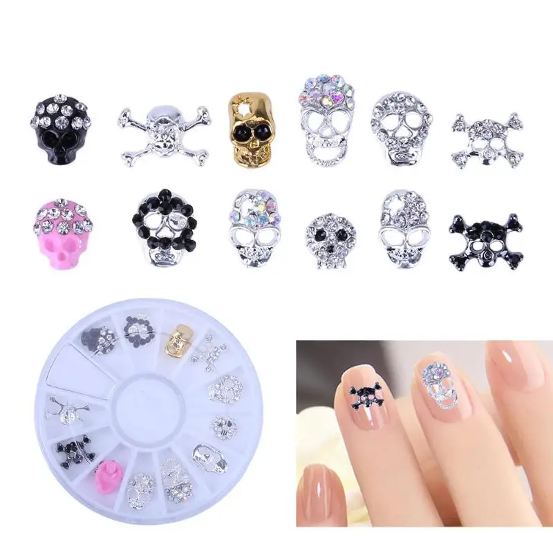 12 шт. стразы для украшения ногтей в виде черепа|Стразы и украшения| |