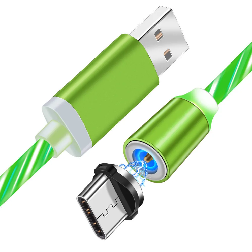 Светящееся Зарядное устройство USB Type C магнитный кабель для Samsung galaxy S10 Note 10 Pro A90 A70