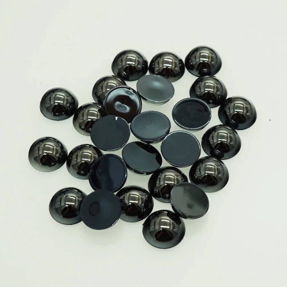 

50PCS/lot Round 10MM New Fashion Black Color Flat Back Resin Cabochons