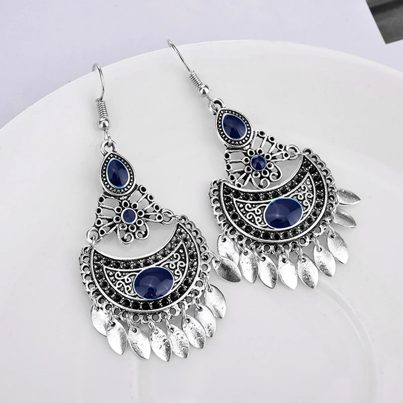 Risyh Bohemian Drop Tassel Earrings National Palace Wind Classical Carved | Украшения и аксессуары