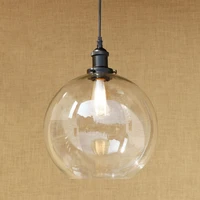 modern 3 sizes spherical glass shade pendant lamp led edison bulb pendant light fixture for kitchen dining roombar e27 220v