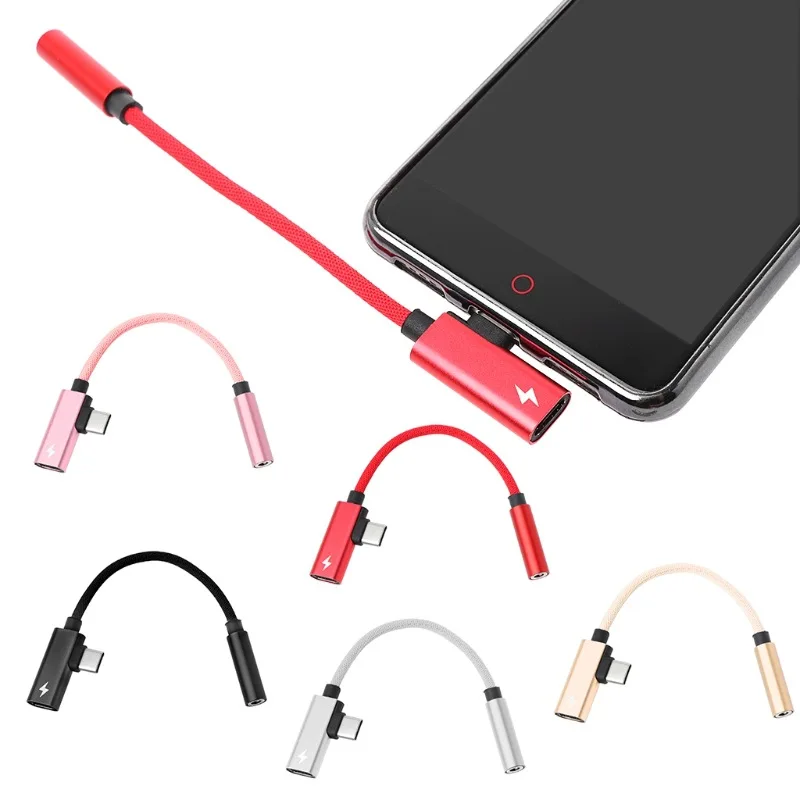 Аудиоадаптер 2 в 1 с USB C на 3 5 мм AUX для Oneplus 6T Type конвертер наушников зарядный кабель