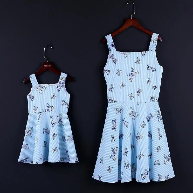 Платье для мамы и дочки Полосатое платье одинаковые вечерние платья-двойки с