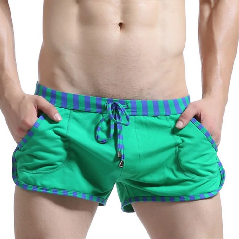 Мужские Свободные повседневные брюки эластичный веревочный пояс в полоску