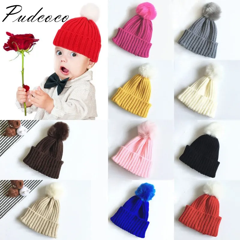 Pudcoco 2019 Brand New Kids Baby Soft Cotton Beanie Girl Boy Knit Hat Toddler Infant Fur Warm Cap | Детская одежда и обувь