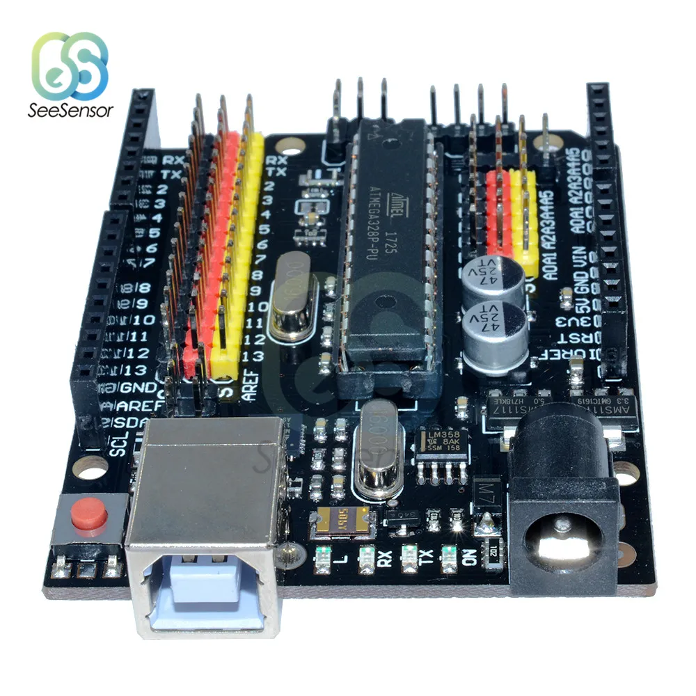 Для Arduino UNO R3 PLUS Sensor I/O Shield Atmega328P Atmega16U2 многофункциональная макетная плата