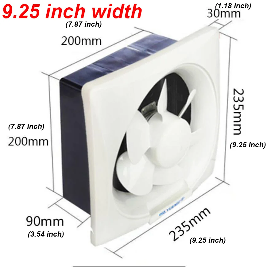 White-9.25inch 220 В вытяжной вентилятор 9,25-13,11 дюймов вытяжной оконный затвор вытяжной вентилятор низкий уровень шума вентилятор вентиляционное отверстие бытовой кухни ванной комнаты - Color: White-9.25inch