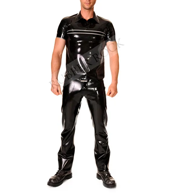 

tight-fitting Latex Polo-Shirt Sexy Men's Latex T-Shirt (no pants)