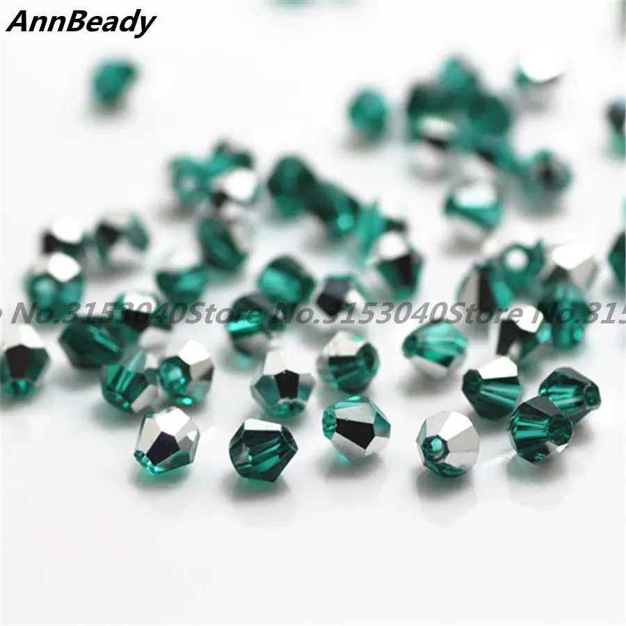Half Green Silver 100 шт Позолоченные 4 мм двухконусные хрустальные бусины стеклянные бусины россыпью разделительные бусины Сделай Сам ювелирные изделия Австрийские хрустальные бусины - Цвет: Half Green Silver