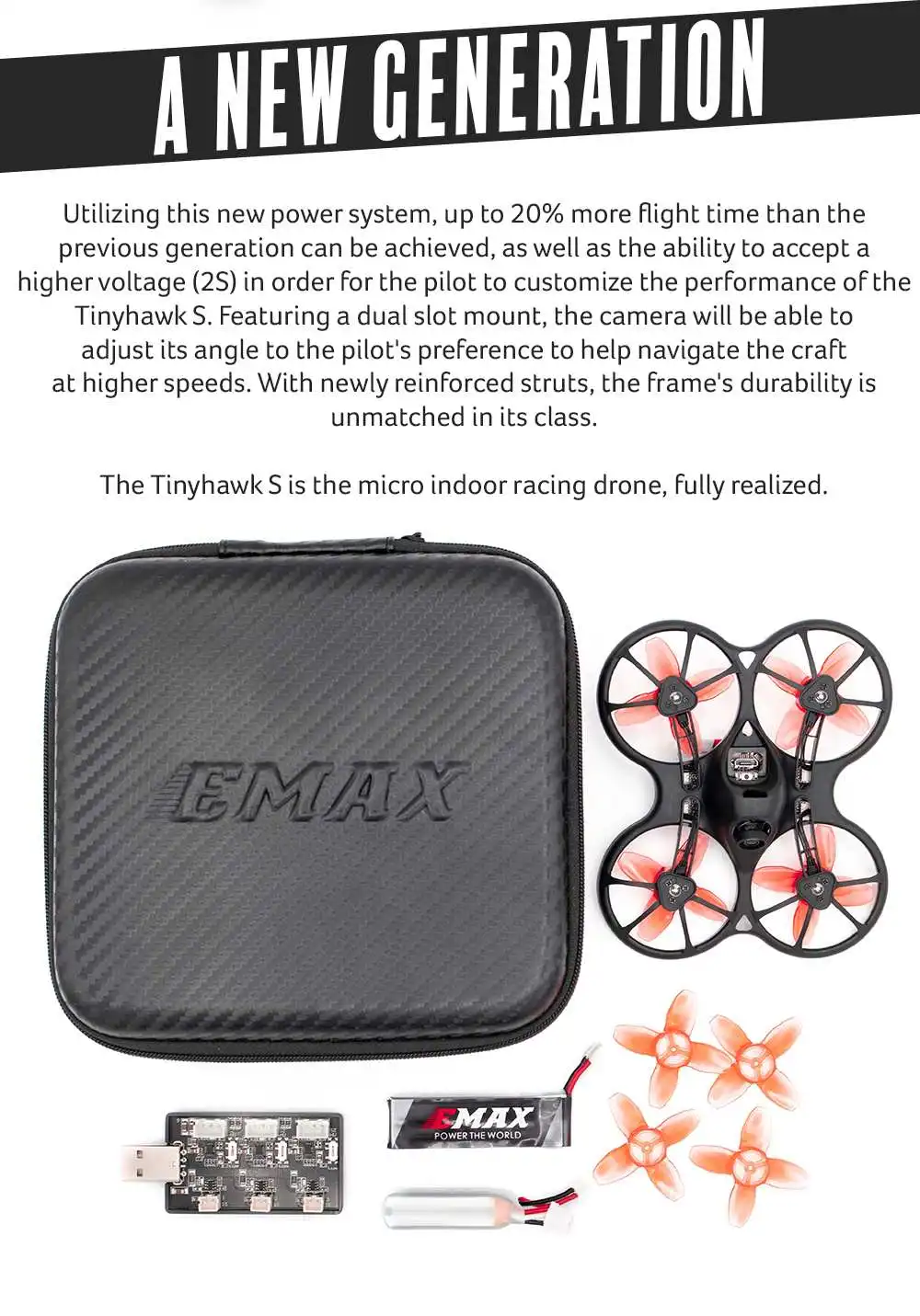Emax TinyhawkS 75 мм F4 OSD 1-2S микро закрытый Мини FPV гоночный Дрон RC Мультикоптер BNF w/600TVL CMOS камера