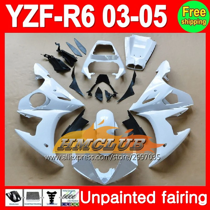 Неокрашенный полный комплект обтекателей для YAMAHA YZF R6 03 05 YZFR6 YZF600 R 6 600 04 2003 2004 2005