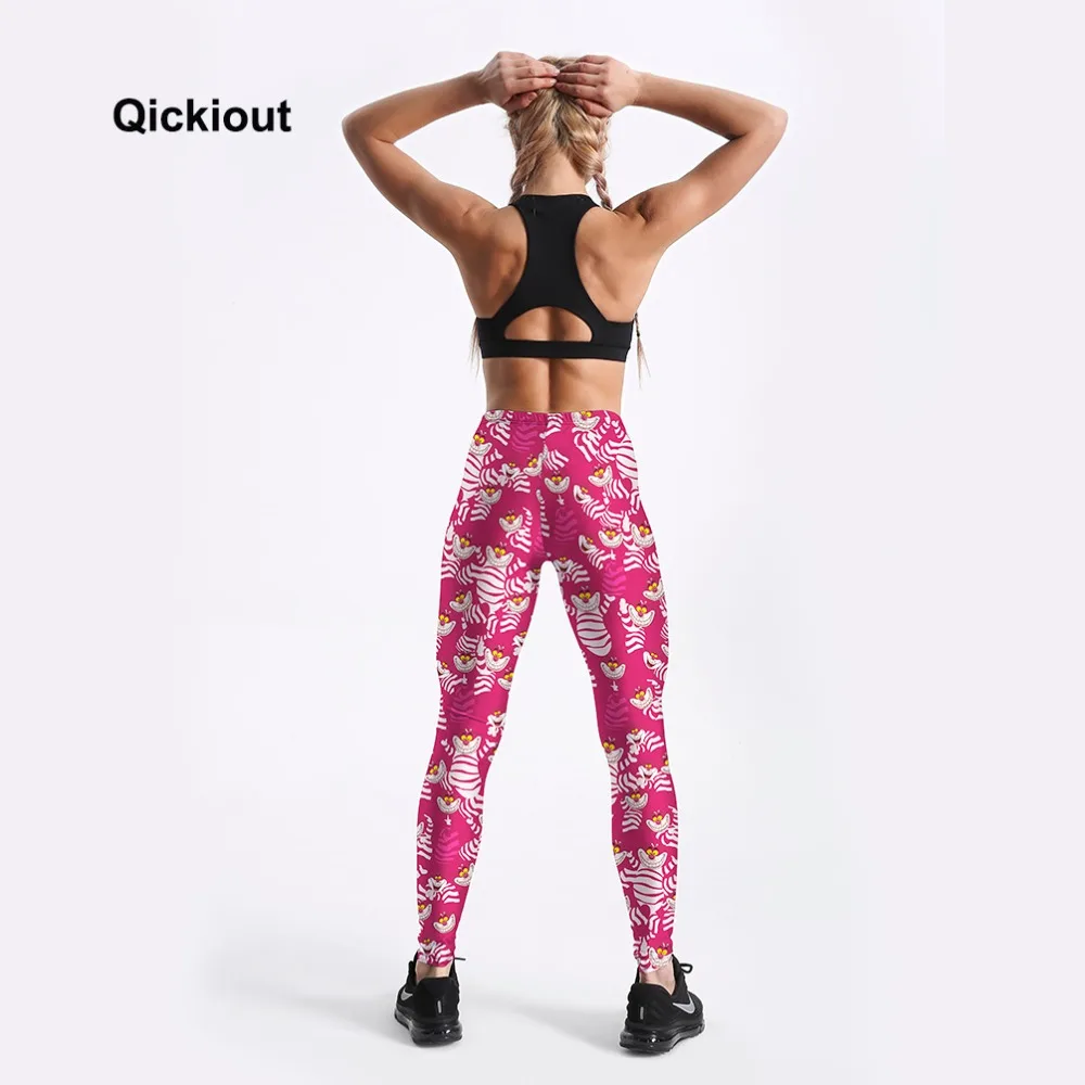 Qickitout 2018 Drop Shipping Women Leggings Cartoon Pink Leopard Printed Lovely Style Long Pants High Waist Plus Size | Женская одежда