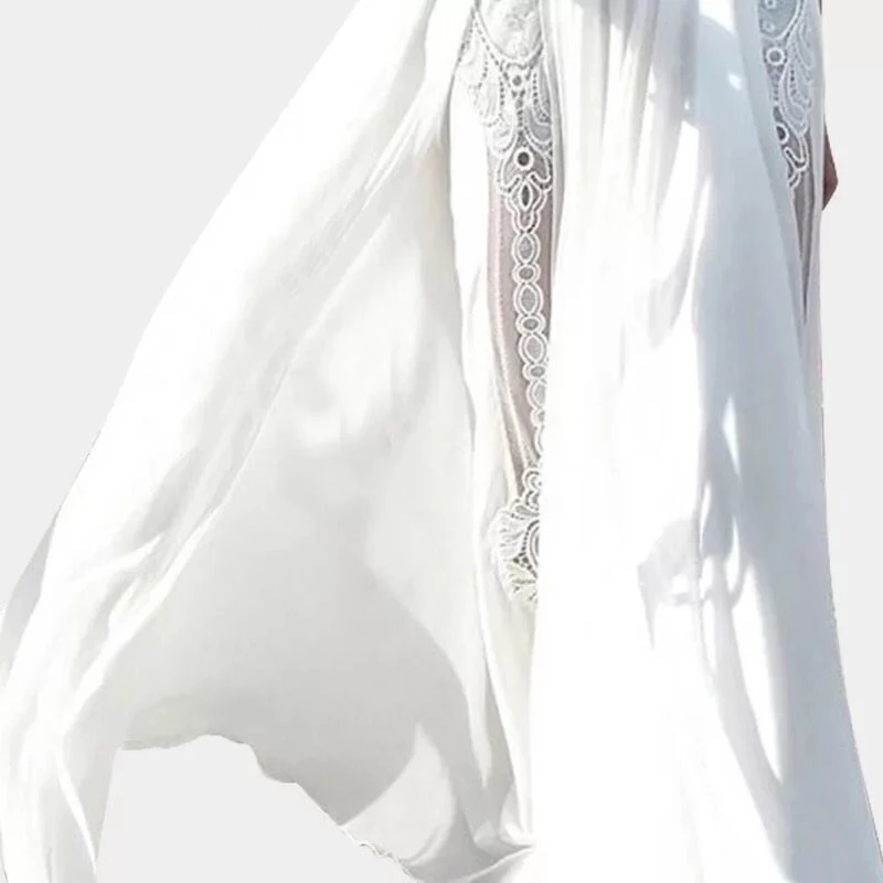 2018 летние роскошные длинные белые шифоновые Пляжные наряды праздник Для женщин